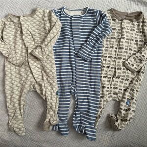 Magnetic closure baby footed onesies. Bundle of 3.